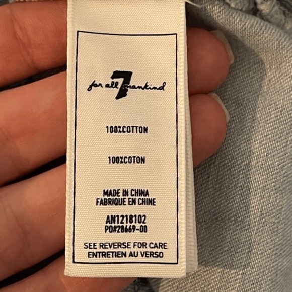 7 For All Mankind Chambray Sleeveless Belted Shirt‎ Dress Light Blue Size S - Picture 9 of 11